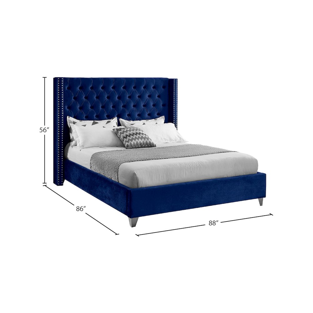 Aiden Navy Velvet King Bed