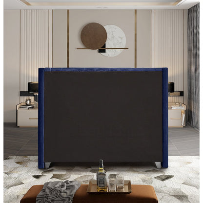 Aiden Navy Velvet King Bed