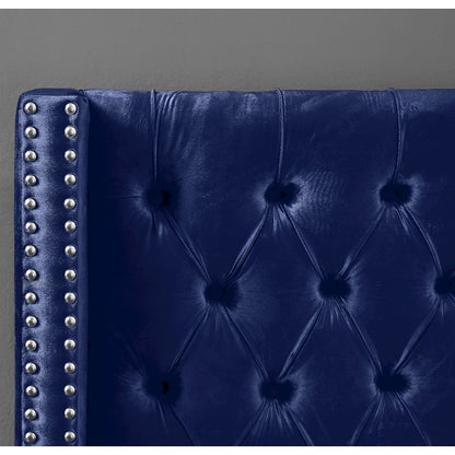 Aiden Navy Velvet King Bed