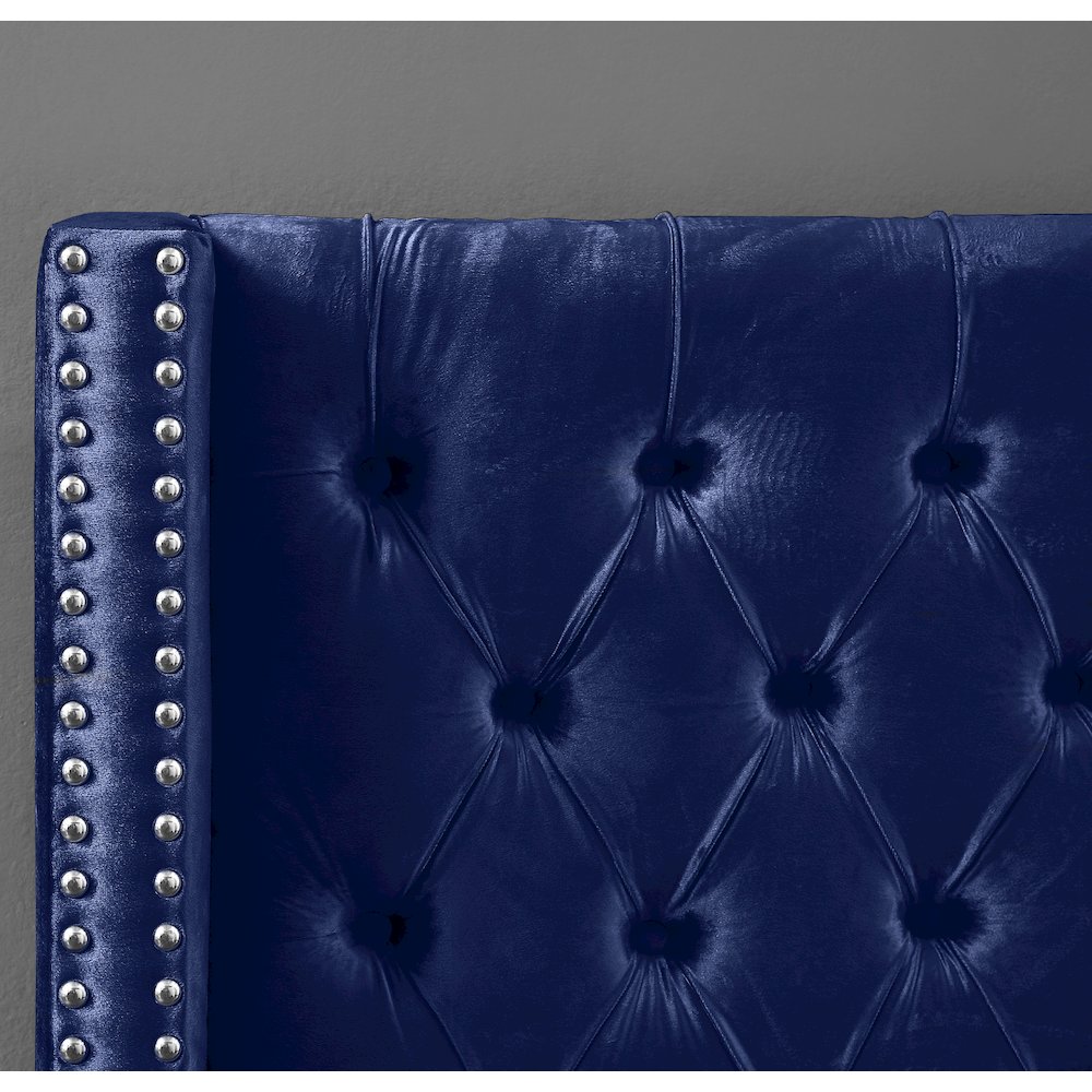Aiden Navy Velvet Twin Bed
