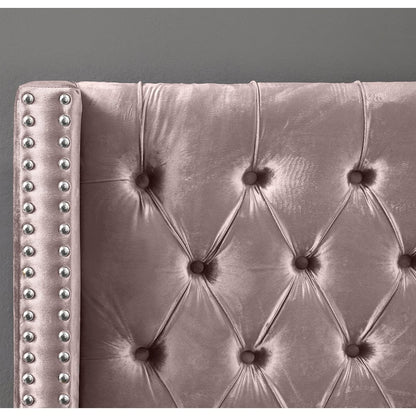 Aiden Pink Velvet Full Bed