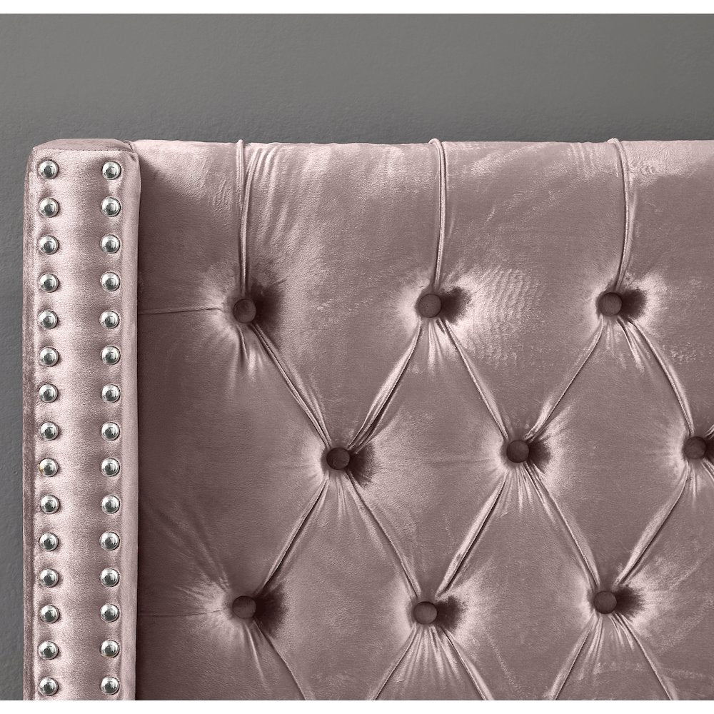 Aiden Pink Velvet Queen Bed