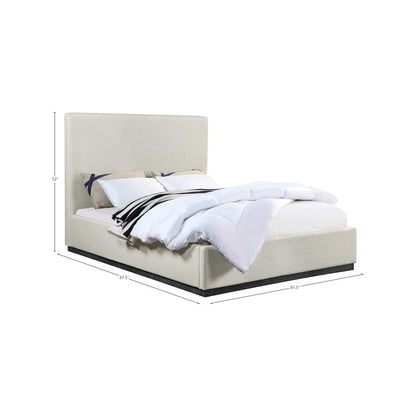 Alfie Beige Linen Textured Fabric King Bed