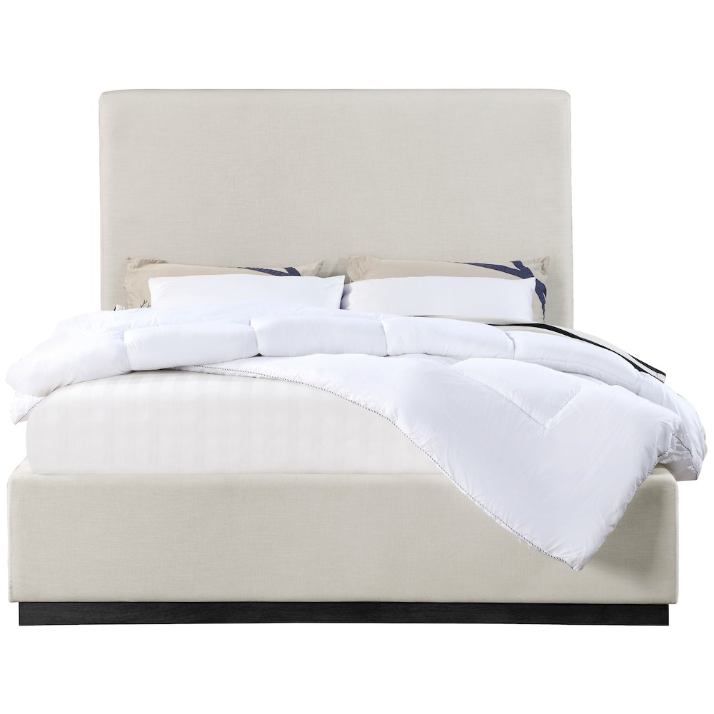 Alfie Beige Linen Textured Fabric King Bed