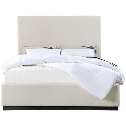Alfie Beige Linen Textured Fabric King Bed