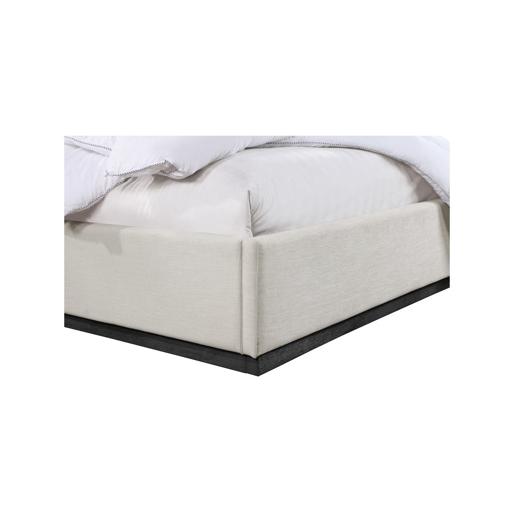 Alfie Beige Linen Textured Fabric King Bed
