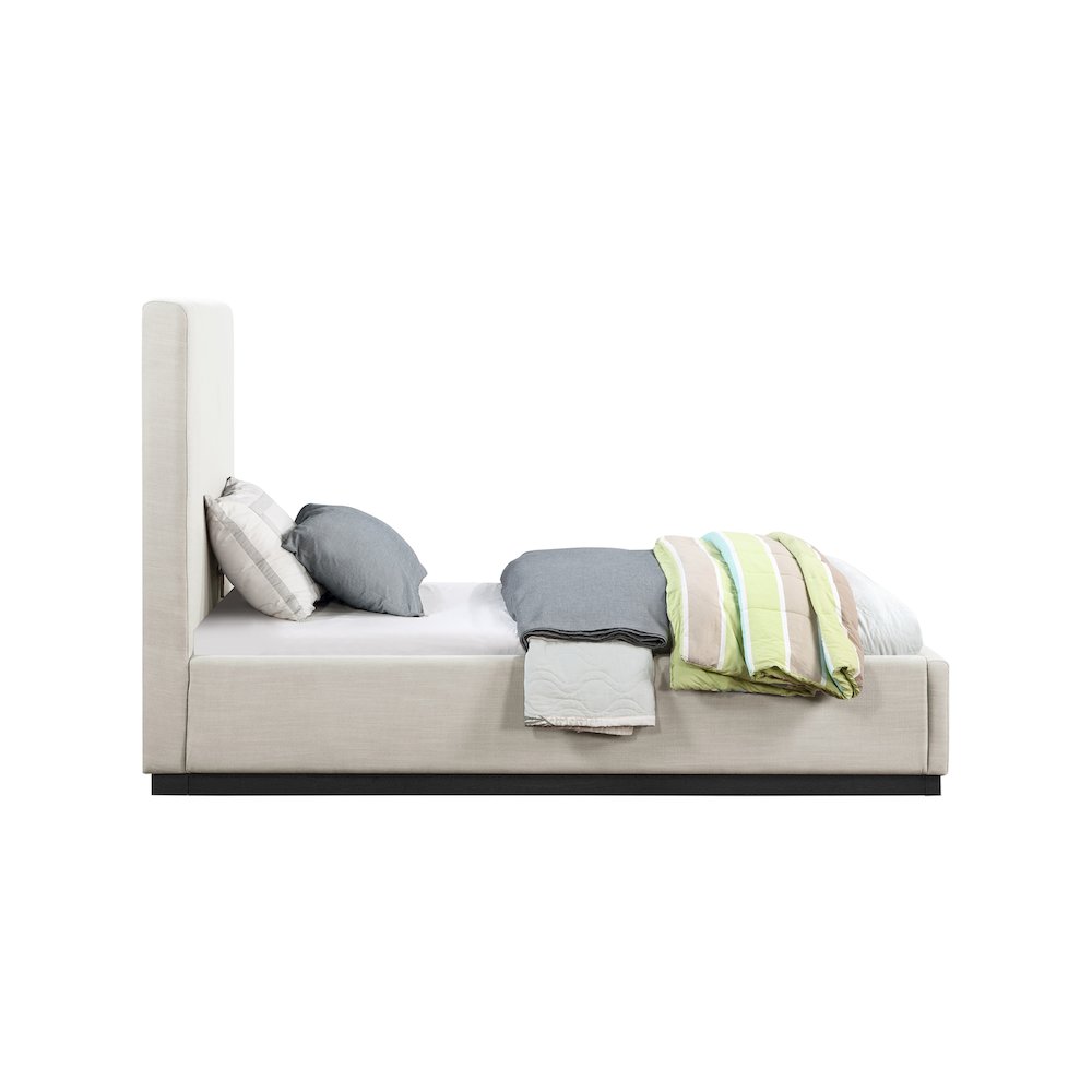 Alfie Beige Linen Textured Fabric Twin Bed
