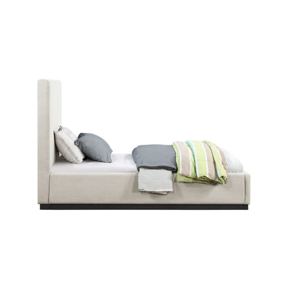 Alfie Beige Linen Textured Fabric Twin Bed
