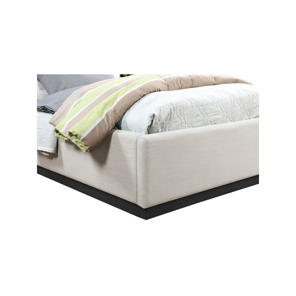 Alfie Beige Linen Textured Fabric Twin Bed