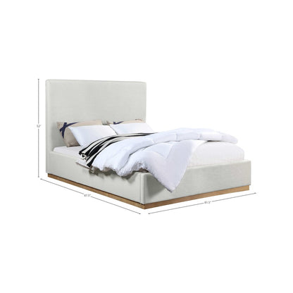 Alfie Cream Linen Textured Fabric King Bed