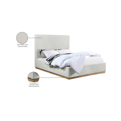 Alfie Cream Linen Textured Fabric King Bed