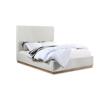 Alfie Cream Linen Textured Fabric King Bed