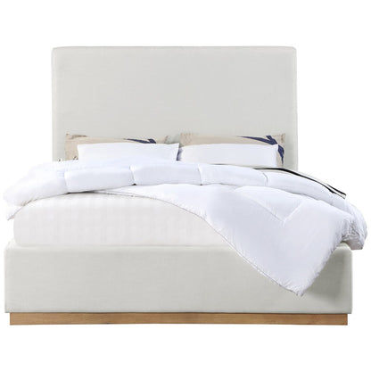 Alfie Cream Linen Textured Fabric Queen Bed