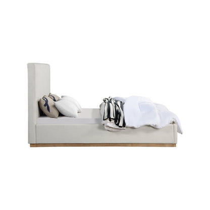 Alfie Cream Linen Textured Fabric Queen Bed