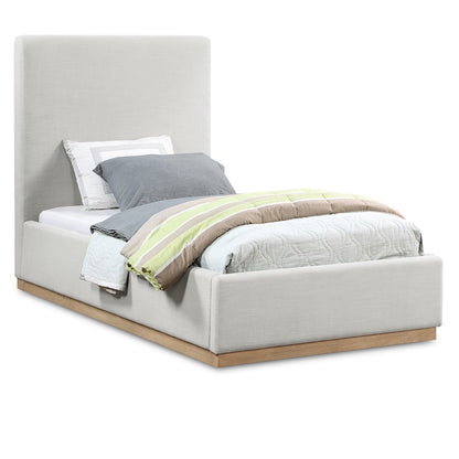 Alfie Cream Linen Textured Fabric Twin Bed