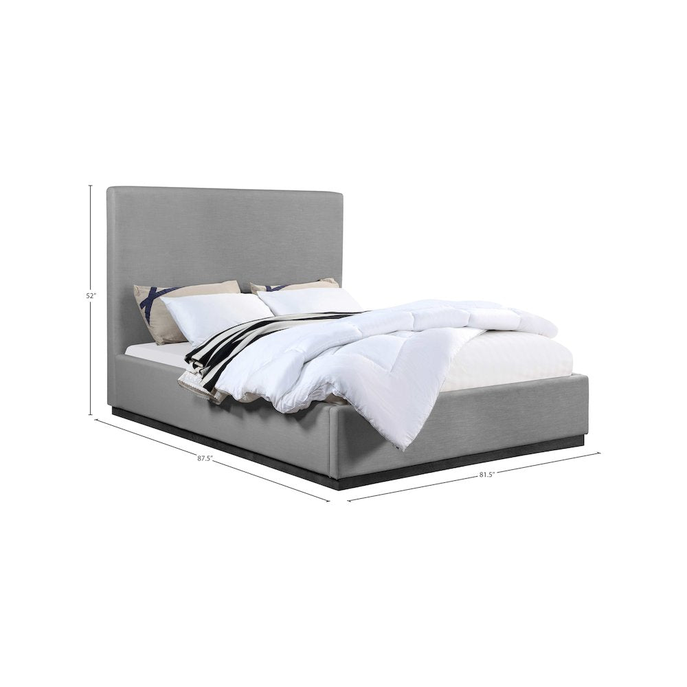 Alfie Grey Linen Textured Fabric King Bed