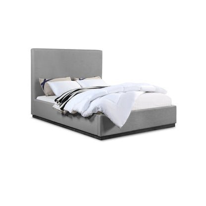 Alfie Grey Linen Textured Fabric Queen Bed