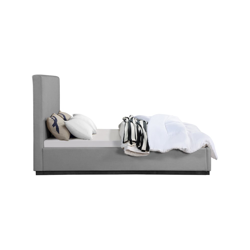 Alfie Grey Linen Textured Fabric Queen Bed