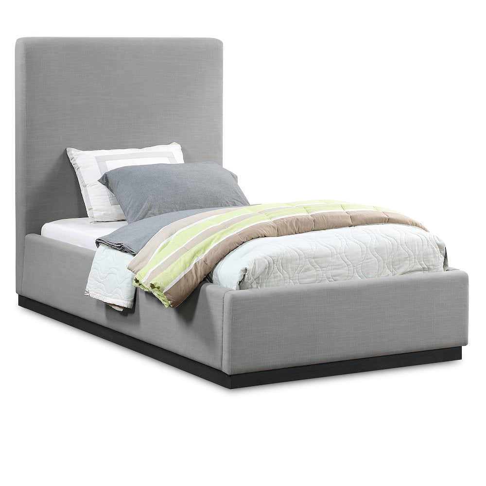 Alfie Grey Linen Textured Fabric Twin Bed