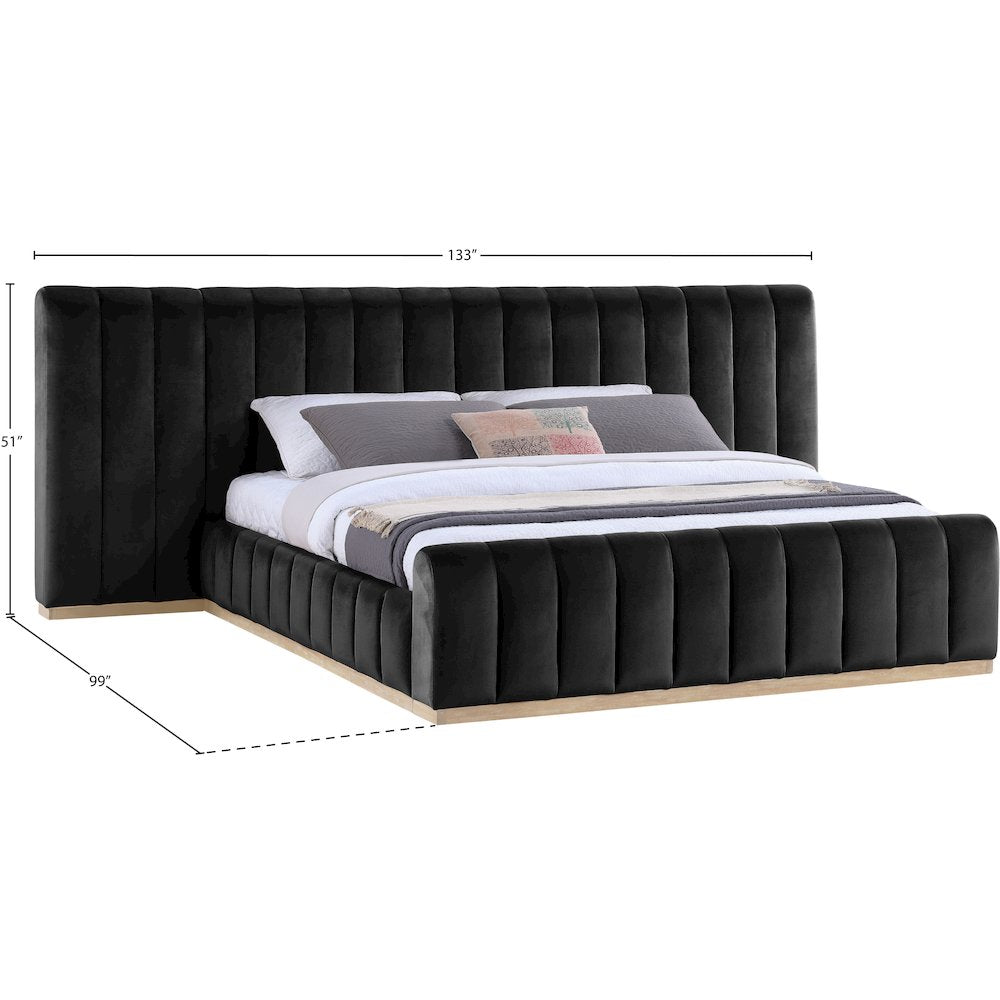 Amara Black Velvet Upholstered King Bed