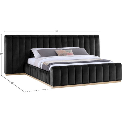 Amara Black Velvet Upholstered King Bed
