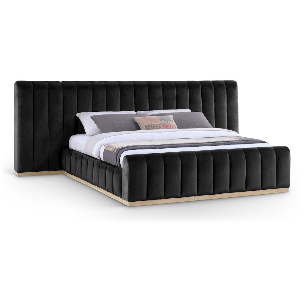 Amara Black Velvet Upholstered King Bed
