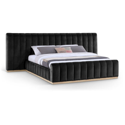 Amara Black Velvet Upholstered King Bed