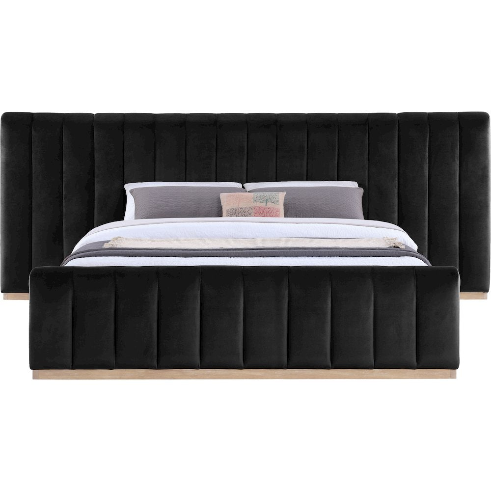 Amara Black Velvet Upholstered King Bed