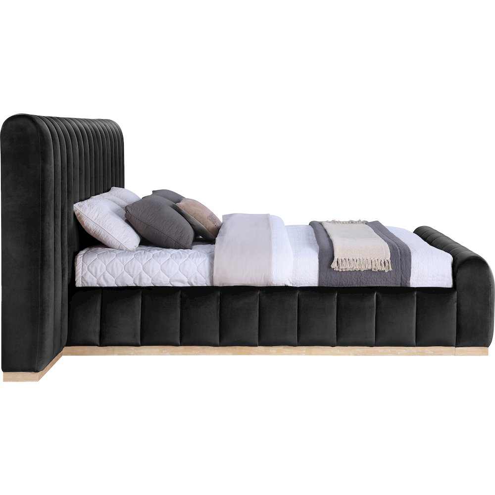 Amara Black Velvet Upholstered King Bed