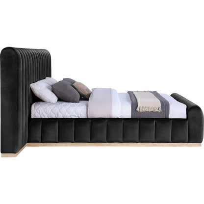 Amara Black Velvet Upholstered King Bed