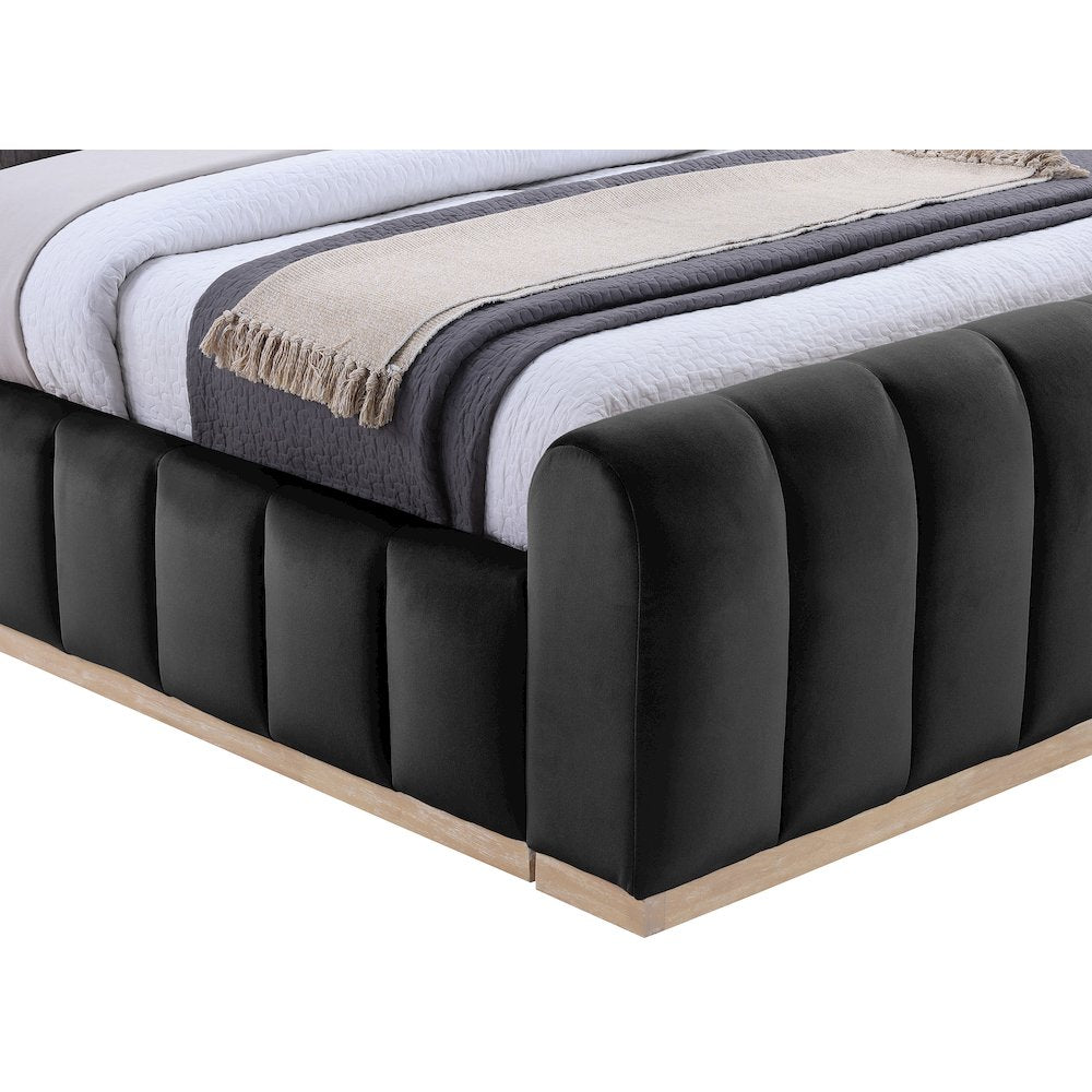 Amara Black Velvet Upholstered King Bed