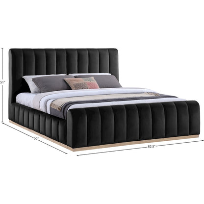 Amara Black Velvet Upholstered King Bed
