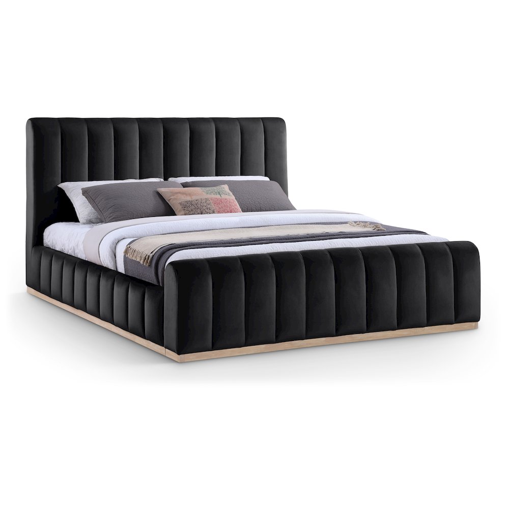 Amara Black Velvet Upholstered King Bed