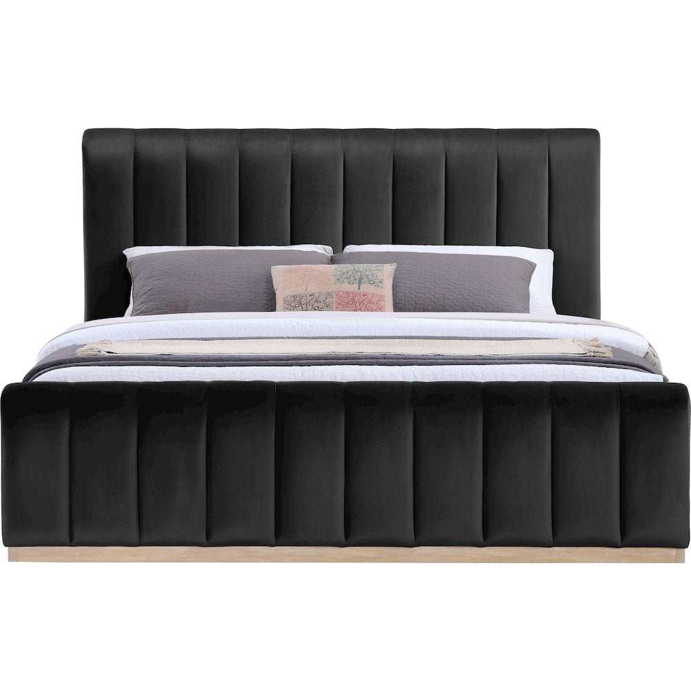 Amara Black Velvet Upholstered King Bed