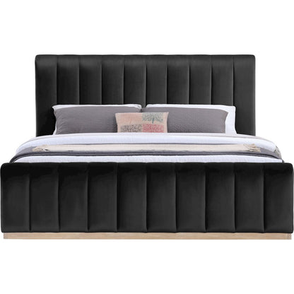 Amara Black Velvet Upholstered King Bed