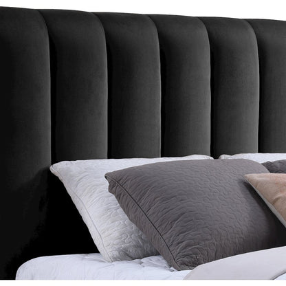 Amara Black Velvet Upholstered King Bed