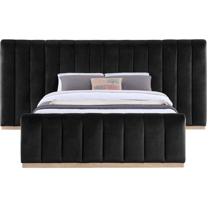 Amara Black Velvet Upholstered Queen Bed