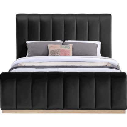 Amara Black Velvet Upholstered Queen Bed