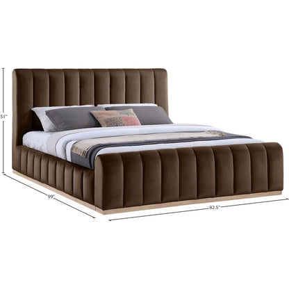 Amara Brown Velvet Upholstered King Bed