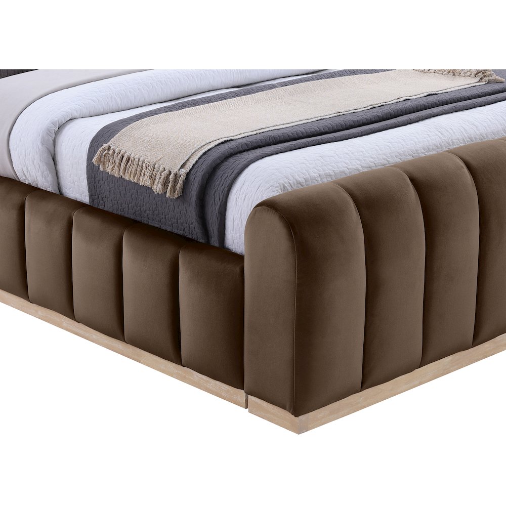 Amara Brown Velvet Upholstered King Bed