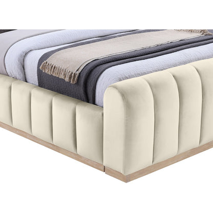 Amara Cream Velvet Upholstered King Bed