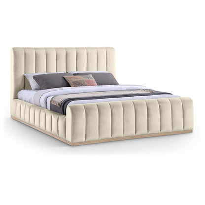 Amara Cream Velvet Upholstered King Bed