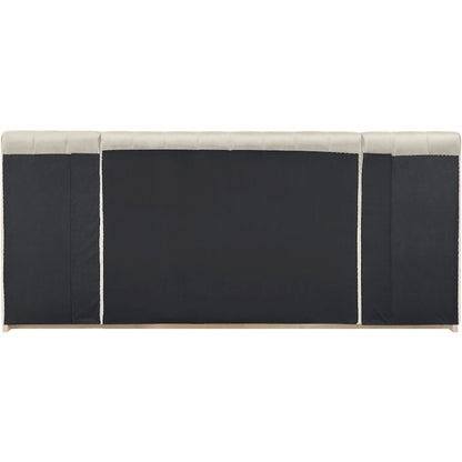 Amara Cream Velvet Upholstered Queen Bed