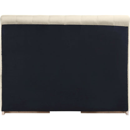 Amara Cream Velvet Upholstered Queen Bed