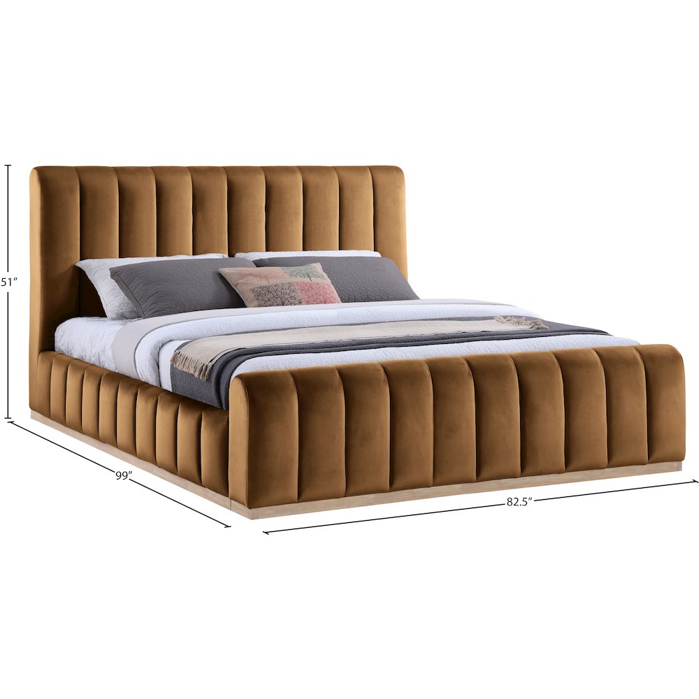 Amara Saddle Velvet Upholstered King Bed