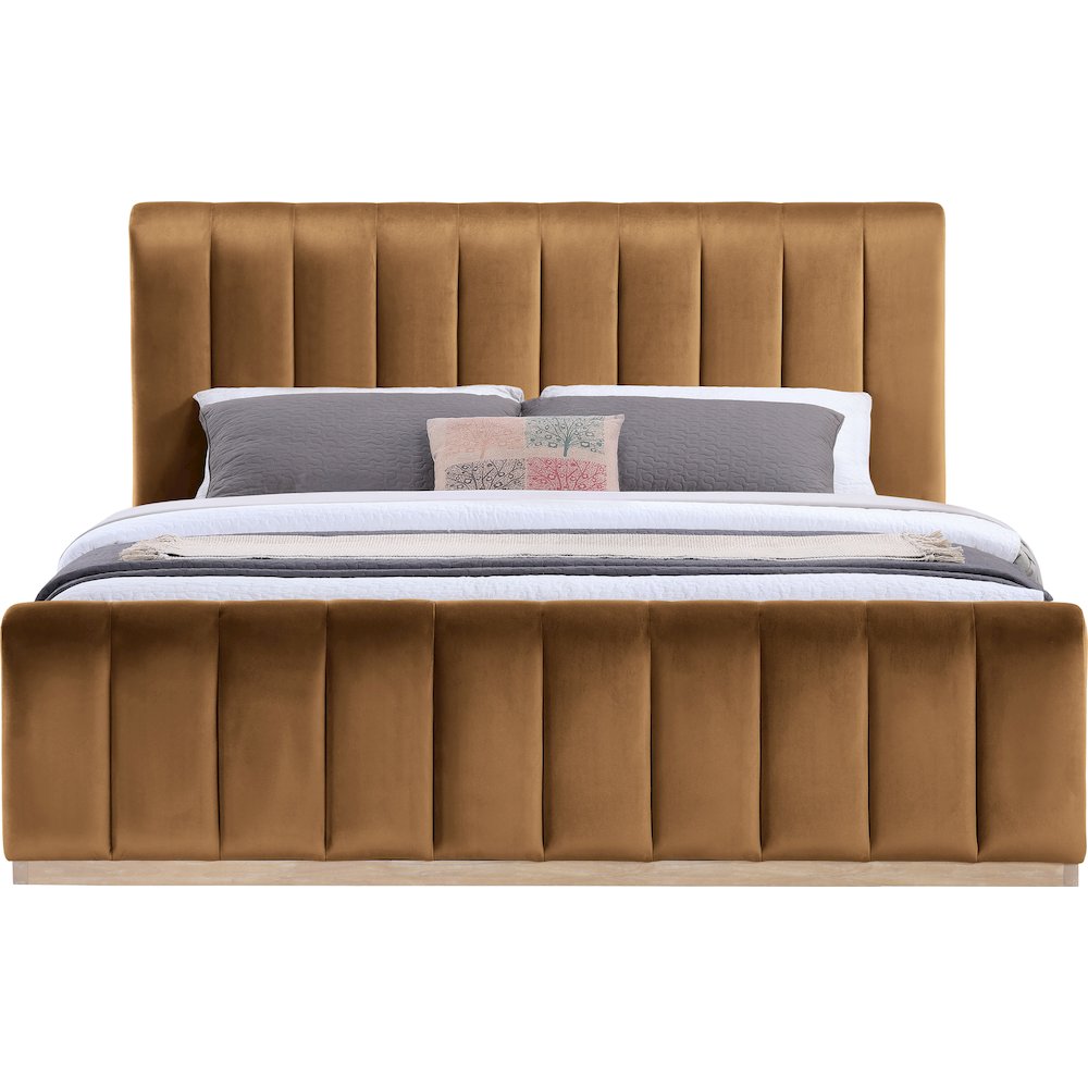 Amara Saddle Velvet Upholstered King Bed