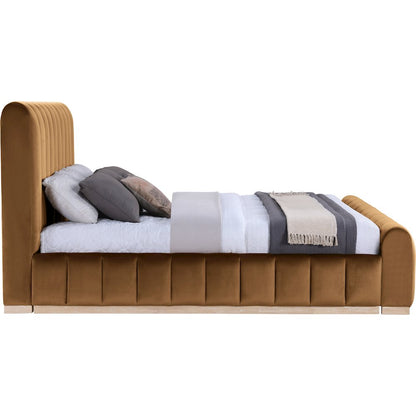 Amara Saddle Velvet Upholstered King Bed