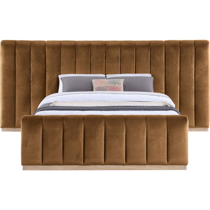 Amara Saddle Velvet Upholstered Queen Bed