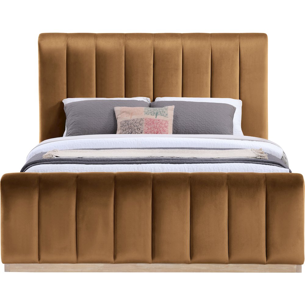 Amara Saddle Velvet Upholstered Queen Bed