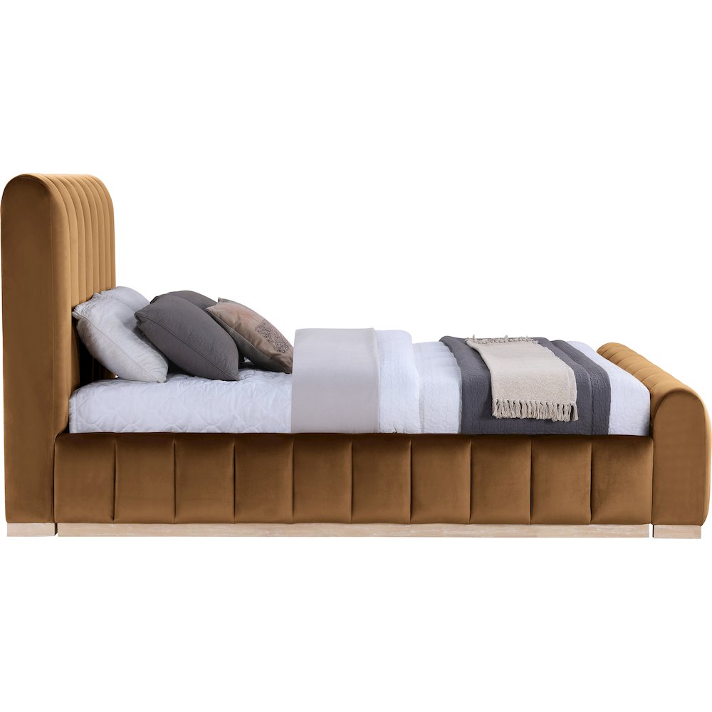 Amara Saddle Velvet Upholstered Queen Bed